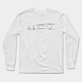 CH-47 Helicopter Heartbeat Pulse Long Sleeve T-Shirt